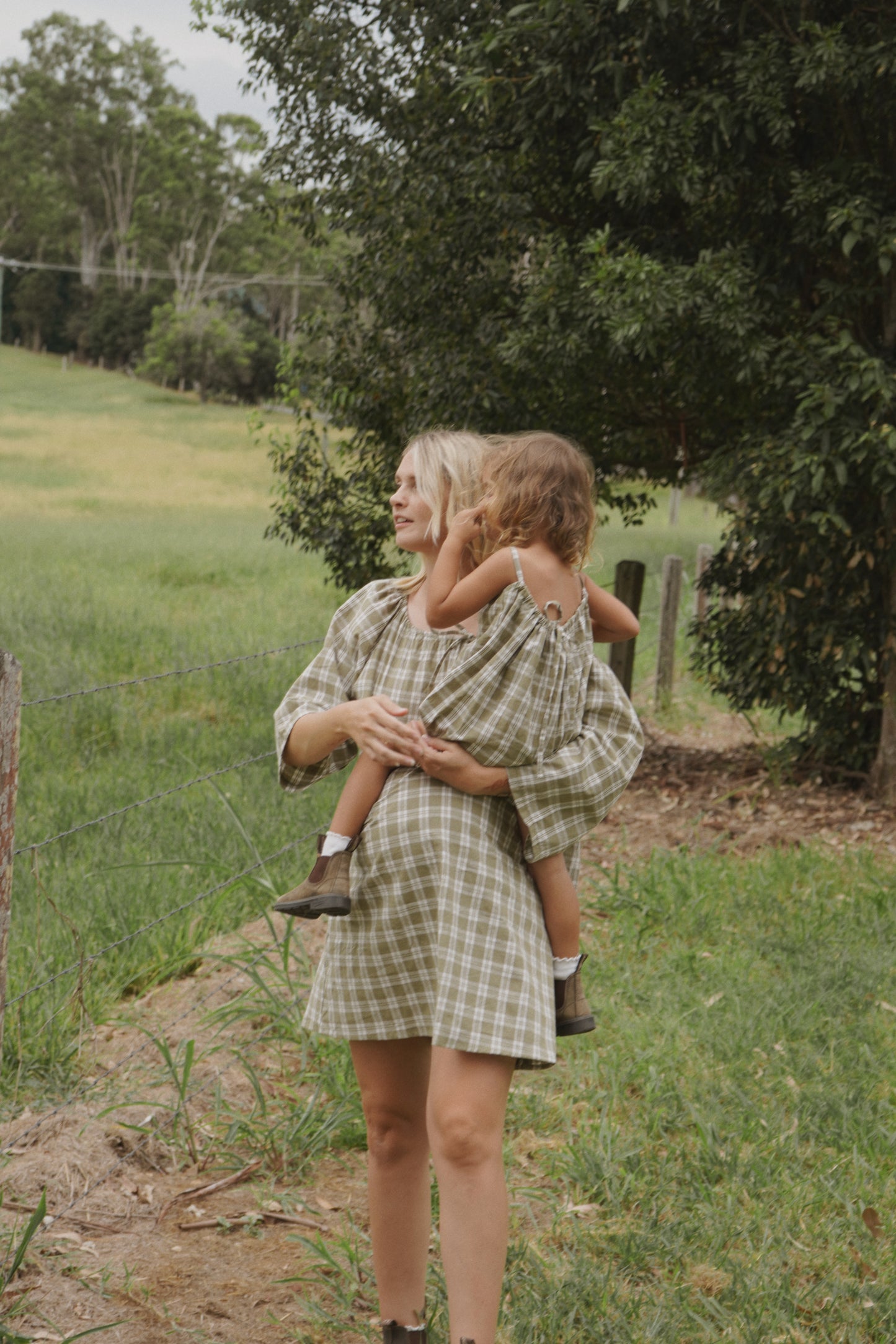 painters smock | green gingham