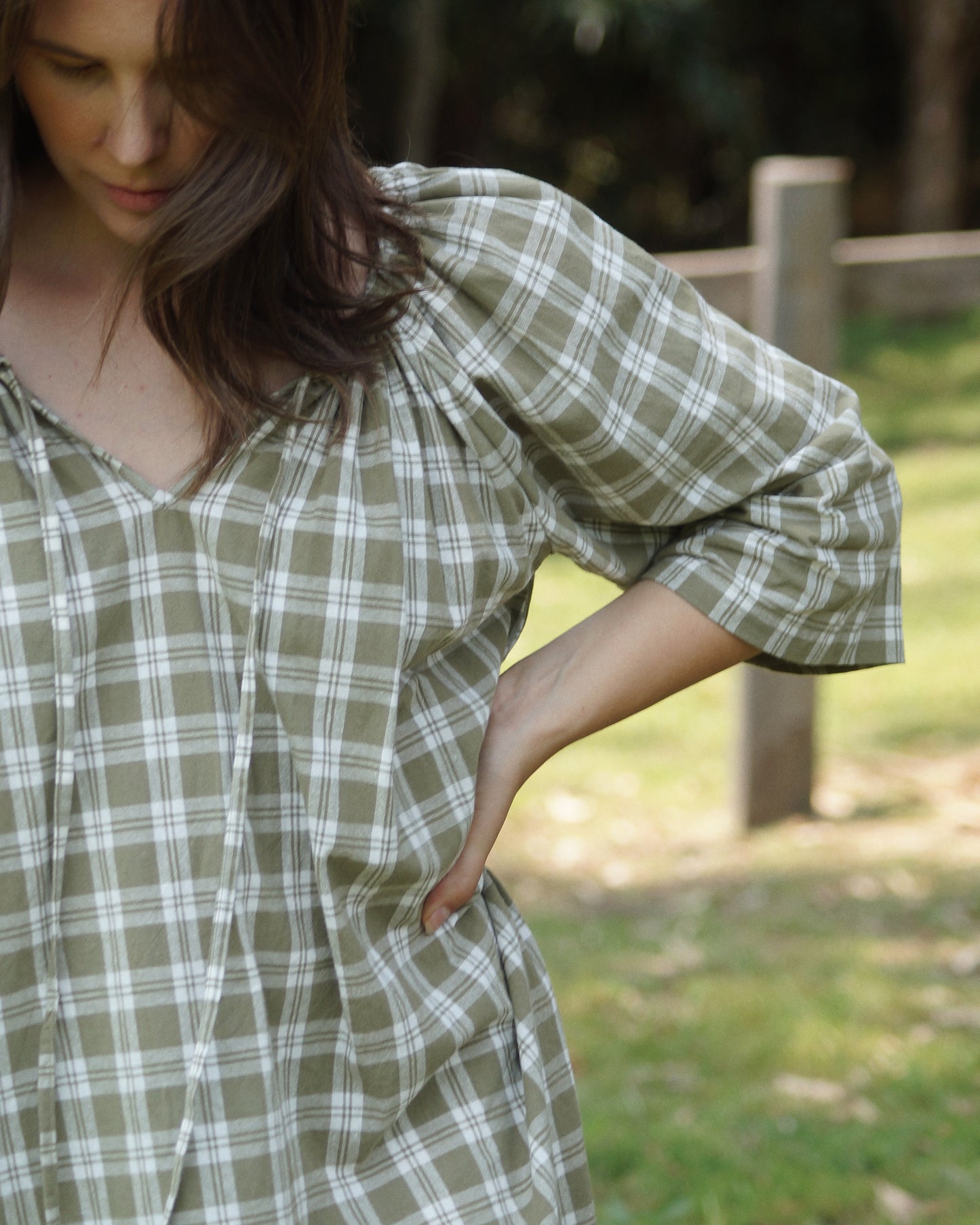 painters smock | green gingham